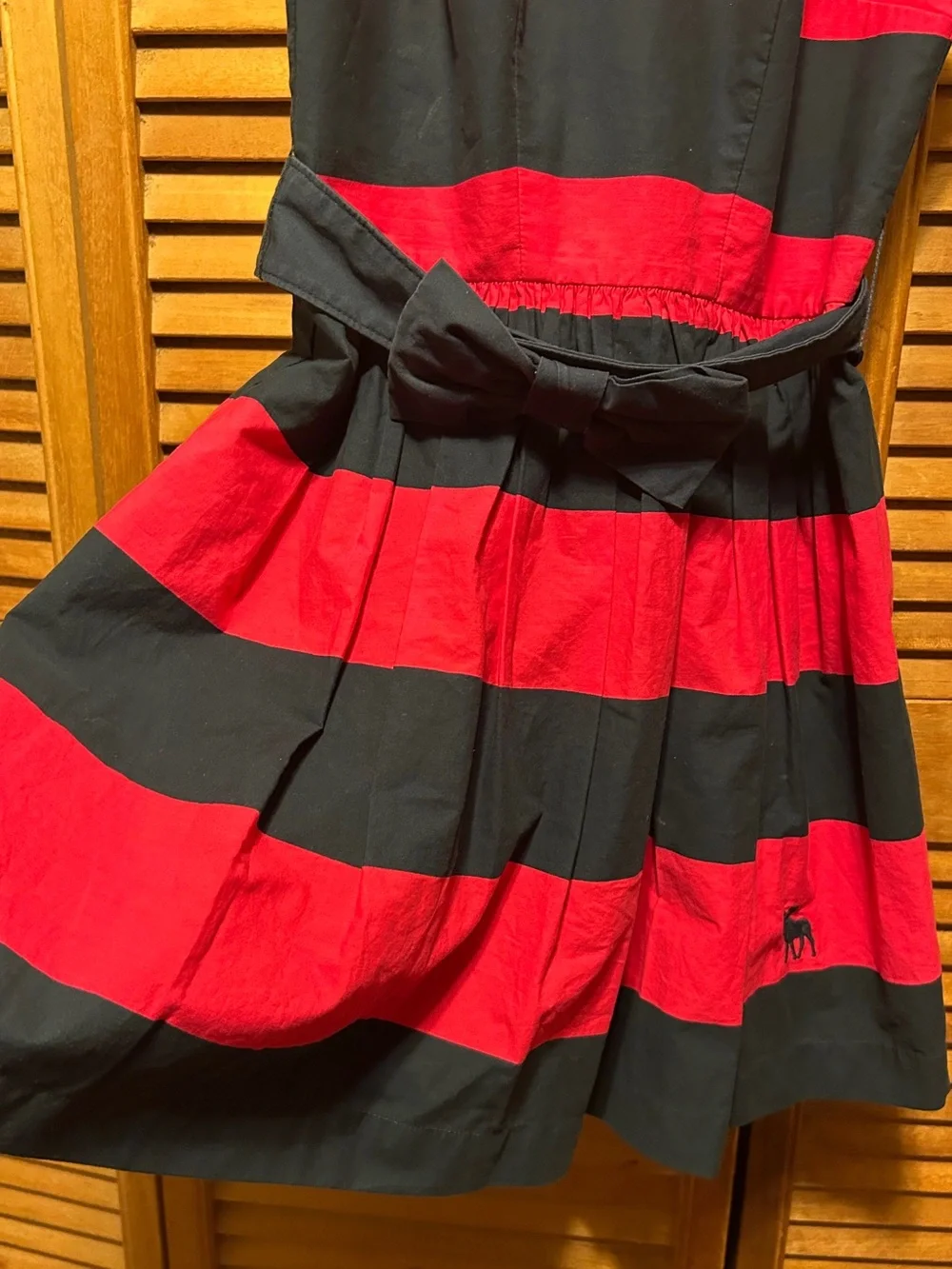 Abercrombie & Fitch Navy Blue and Pink  Striped Sleeveless Dress with Waist Bow